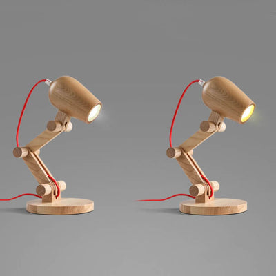 Nordic Creative Wooden Robot 1-Light Table Lamp