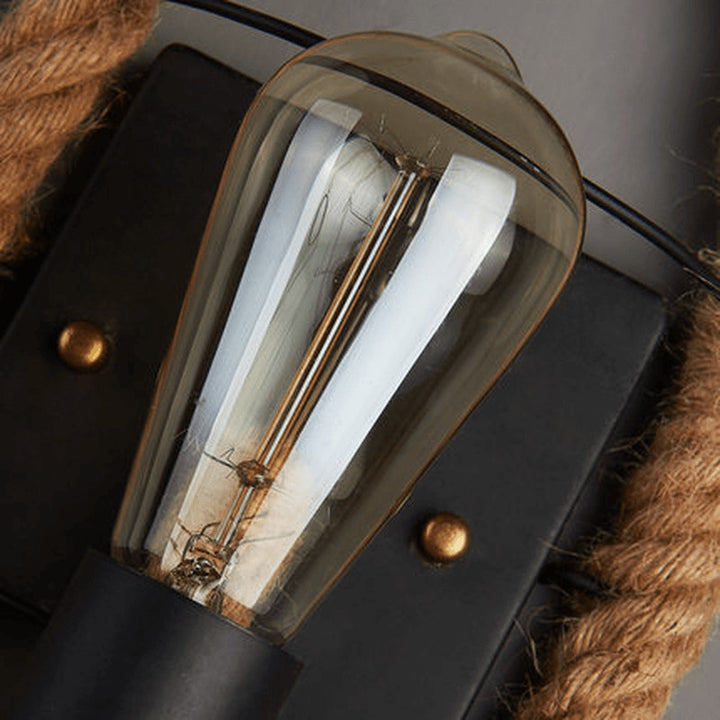 Vintage Hanfseil 1-Licht Wandleuchte 2 Design 