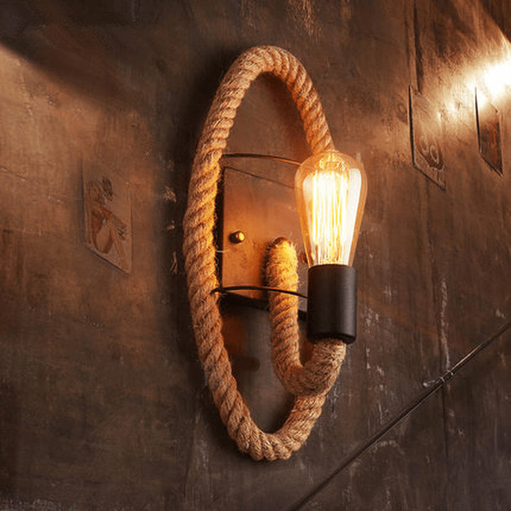 Vintage Hanfseil 1-Licht Wandleuchte 2 Design 