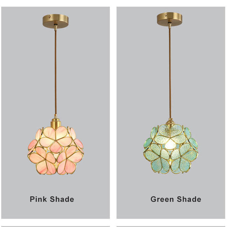 Modern Colorful Water-grain Glass 1-Light Flower Ball Pendant Light