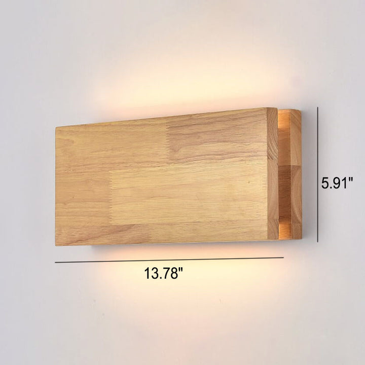 Aplique de pared LED rectangular de madera de tronco Wabi-sabi japonés 
