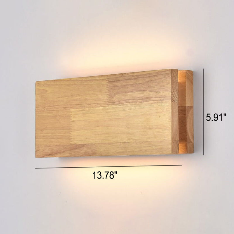 Rechteckige LED-Wandleuchte aus japanischem Wabi-Sabi-Baumholz 
