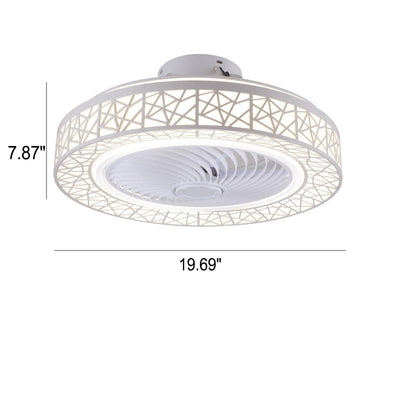 Modern Luxury Round Lace LED Flush Mount Ceiling Fan Light