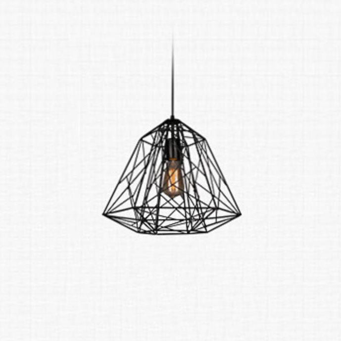 Lámpara colgante vintage industrial de jaula de hierro con 1 luz 