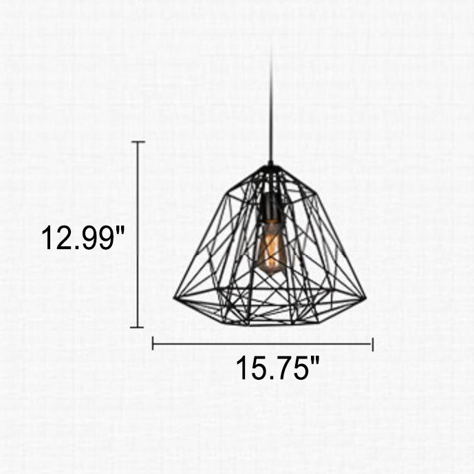 Lámpara colgante vintage industrial de jaula de hierro con 1 luz 