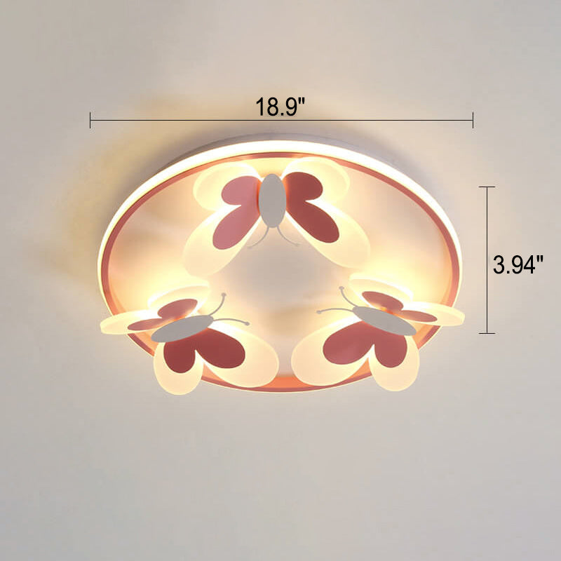 Cartoon Creative Pink Butterfly Circle LED Deckenleuchte für bündige Montage 