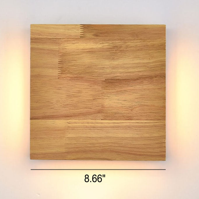 Aplique de pared LED rectangular de madera de tronco Wabi-sabi japonés 
