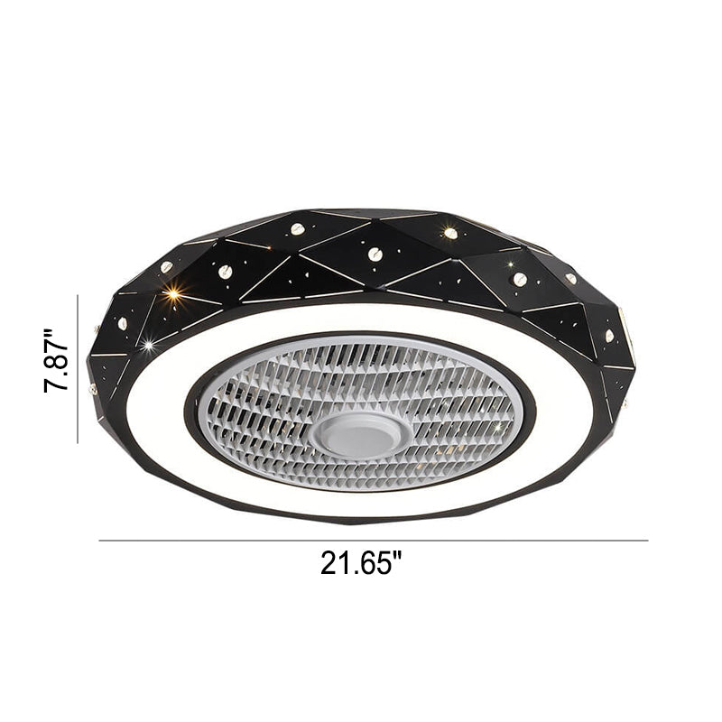 Nordic Minimalist Star Design Grid Lampshade LED Flush Mount Ceiling Fan Light
