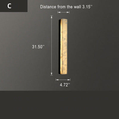 Chinese Style Marble 1-Light Long Square LED Sconce Lamp 3 Design