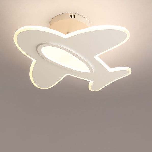 Modern Minimalist Cartoon Airplane LED Semi-Flush Mount Light