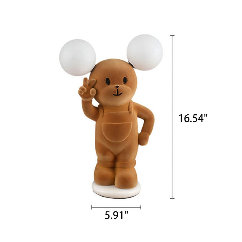 Cartoon Creative Bear Khaki Resin Acrylic LED Table Lamp