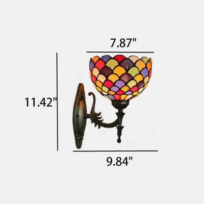 Tiffany Stained Dot Glass 1-Light Wall Sconce Lamp