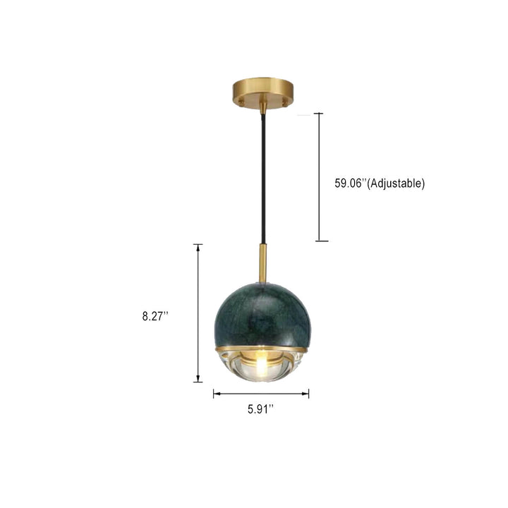 Suspension Globe à 1 Lumière en Marbre 