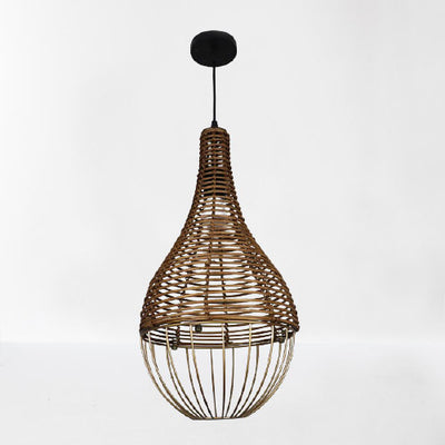 Retro Rattan Weaving Teardrop Shade 1-Licht Pendelleuchte 