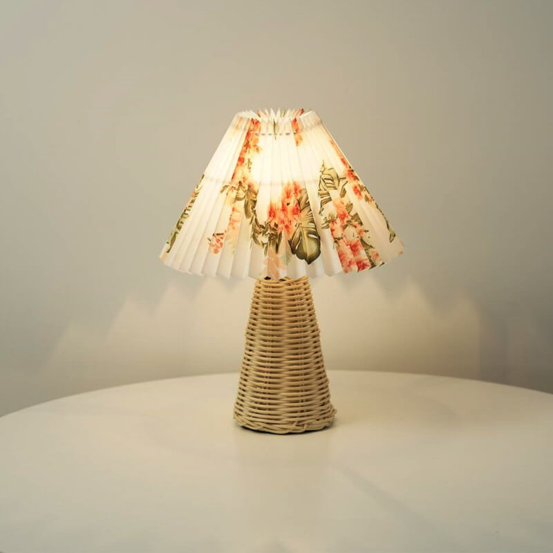 Vintage Pleated Fabric Tapered Base 1-Light Table Lamp