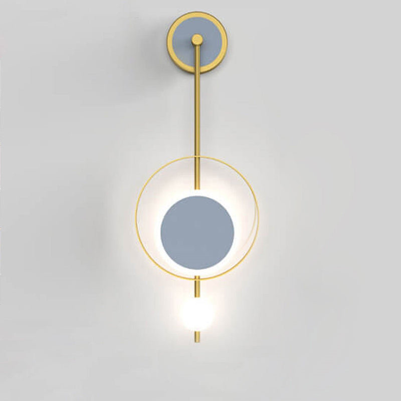 Modern Minimalist Iron Circle Straight Arm LED Light Wall Sconce Lamp