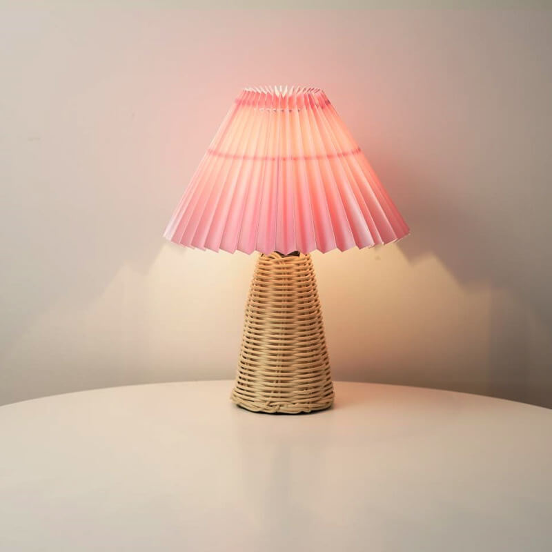 Vintage Pleated Fabric Tapered Base 1-Light Table Lamp