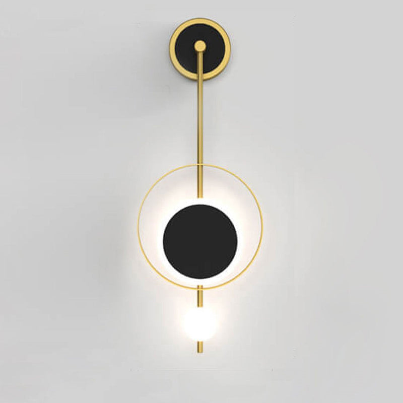 Modern Minimalist Iron Circle Straight Arm LED Light Wall Sconce Lamp