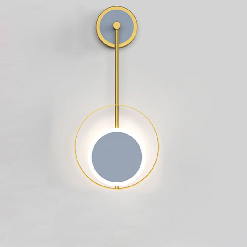 Modern Minimalist Iron Circle Straight Arm LED Light Wall Sconce Lamp