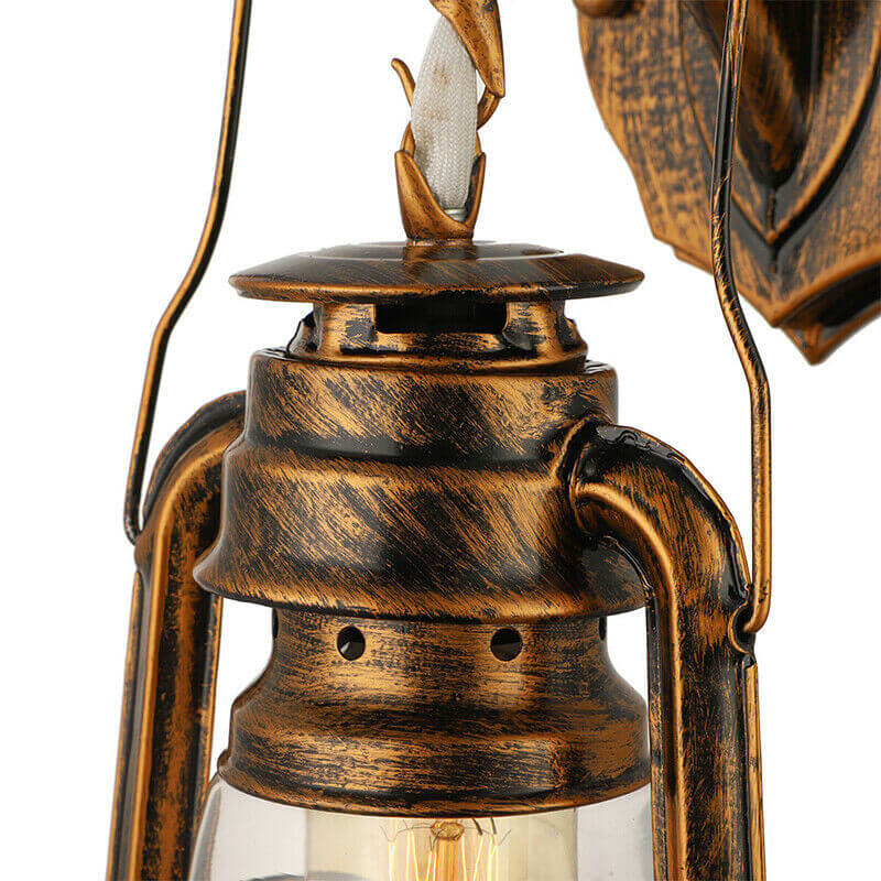 Vintage 1-Light Lantern Armed Sconce Lamp