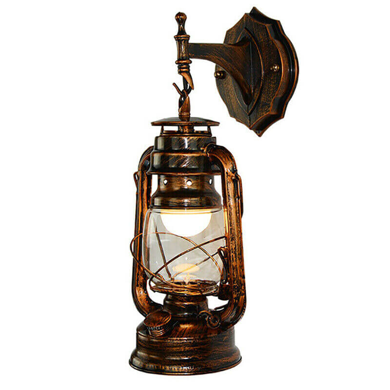 Vintage 1-Light Lantern Armed Sconce Lamp