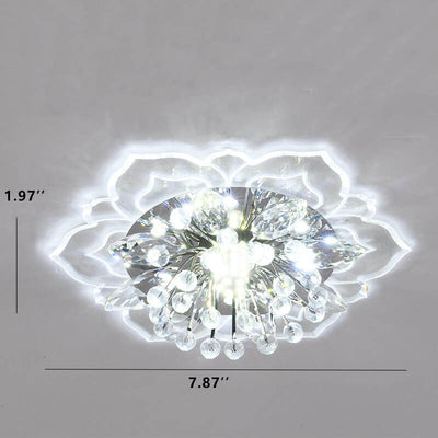 Modern Crystal Flower Shape LED Flush Mount Ceiling Light