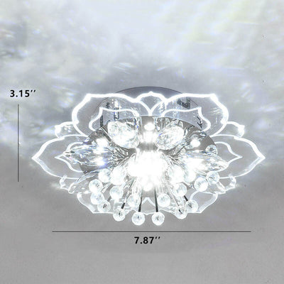 Modern Crystal Flower Shape LED Flush Mount Ceiling Light