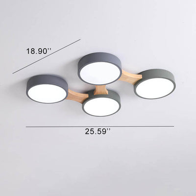 Modern Macaron Circle 3/4/5/8 Light LED Flush Mount Ceiling Light