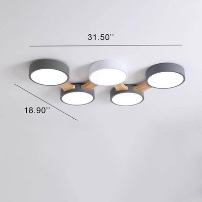 Modern Macaron Circle 3/4/5/8 Light LED Flush Mount Ceiling Light