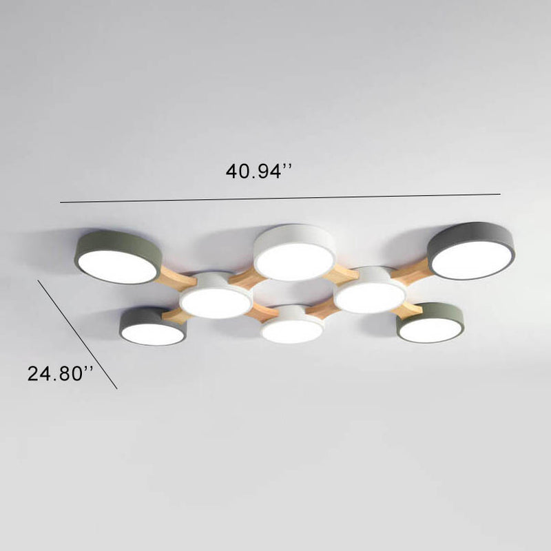 Modern Macaron Circle 3/4/5/8 Light LED Flush Mount Ceiling Light