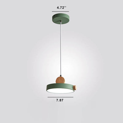 Nordic Minimalist Metal Drum Shape 1-Light LED Pendant Light