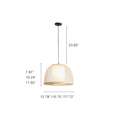 Modern Bamboo Weaving Zen 1-Light Half Round Dome Pendant Light