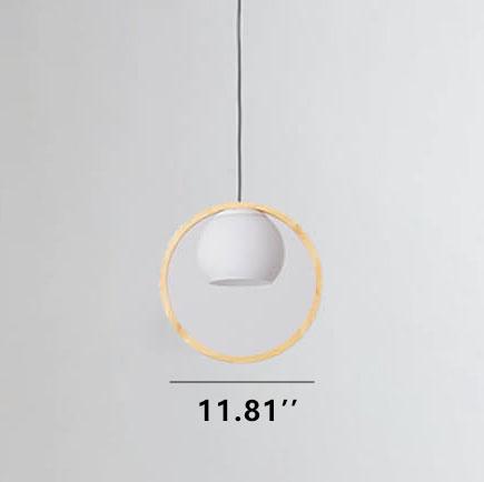 Modern Wooden Circle Ring 1-Light Pendant Light