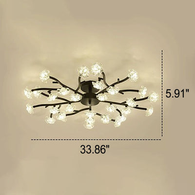 Nordic Creative Plum Blossom Tree Branch LED Semi-Flush Mount Ceiling Light