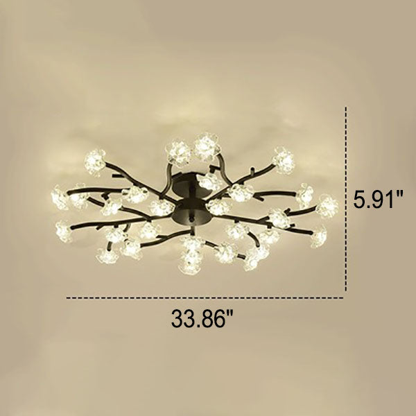 Nordic Creative Plum Blossom Tree Branch LED Semi-Flush Mount Ceiling Light