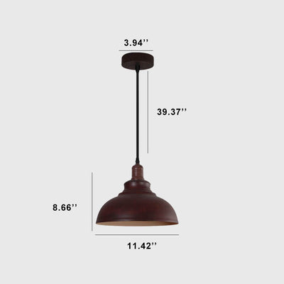 Industrial Vintage Rust 1-Light Dome Pendant Light