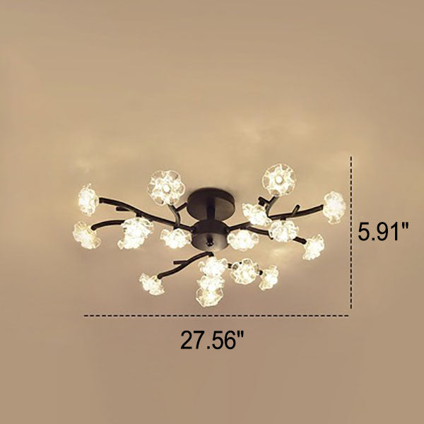 Nordic Creative Plum Blossom Tree Branch LED Semi-Flush Mount Ceiling Light