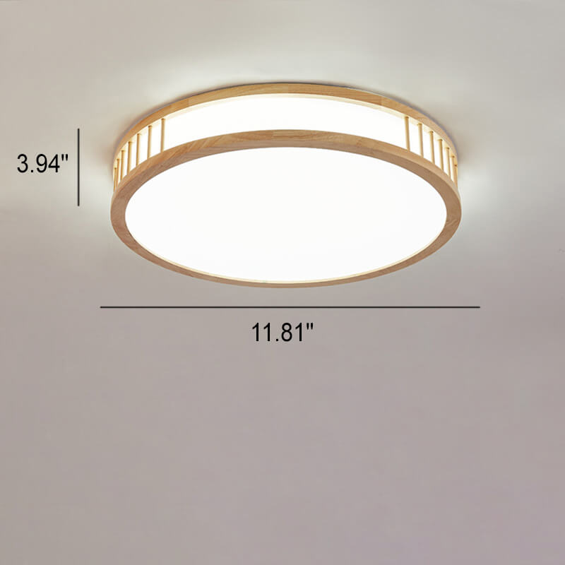 Japanese Minimalist Log Round LED Flush Mount Ceiling Light