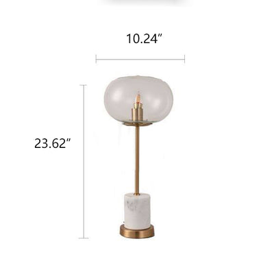 Modern Creative Glass Orb Marble Base 1-Light LED Table Lamp