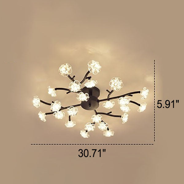 Nordic Creative Plum Blossom Tree Branch LED Semi-Flush Mount Ceiling Light