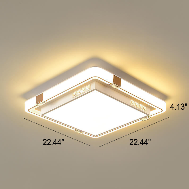 Modern Luxury Rectangular/Square/Round Crystal Decorative LED Flush Mount Ceiling Light