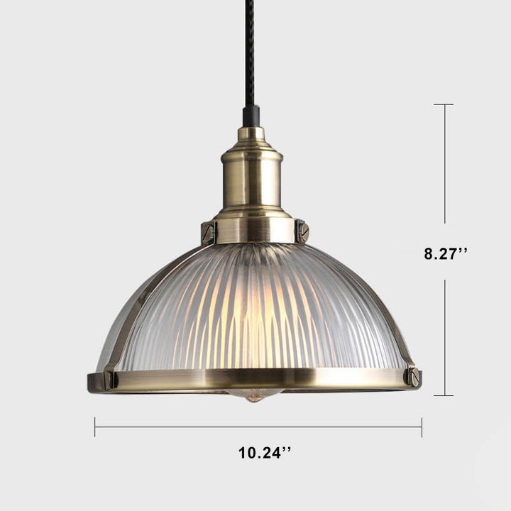 Nordic Ribbed Frosted Glass 1-Light Dome Shade Pendant Light