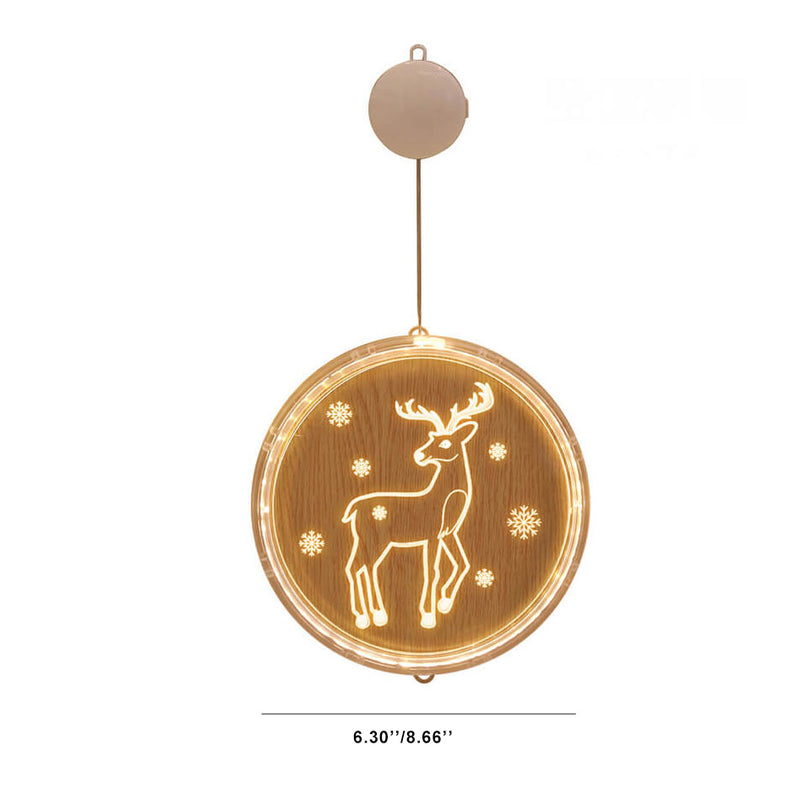 Décoration acrylique LED de Noël avec ventouse ronde 