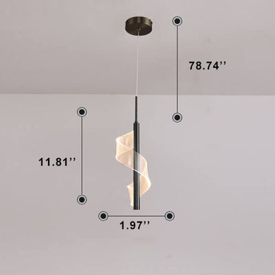 Moderne minimalistische LED-Pendelleuchte aus Acryl in Gold mit linearer Form 