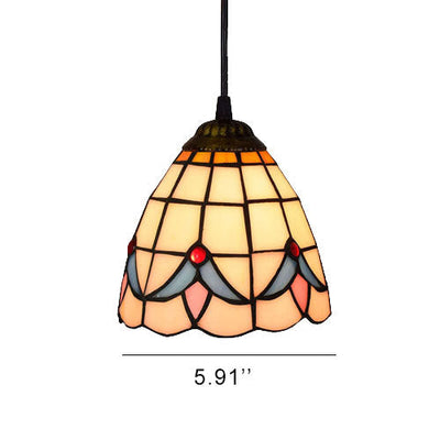 Tiffany Magnolia Stained Glass Bell 1-Light Pendant Light