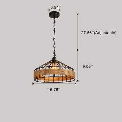Sisalseil 1-Licht-Kuppel-Pendelleuchte 