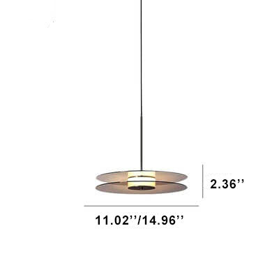 Modern Glass Matte Black Round Plate 1-Light LED Pendant Light
