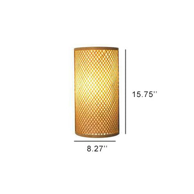 Moderne Wandleuchte aus Bambusgeflecht, halbrund, 1-flammig 