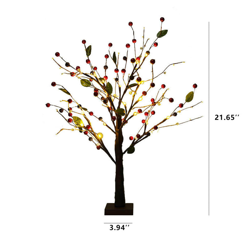 Red Fruits Pine Tree Light Small Led Battery Decoration Table Lamp