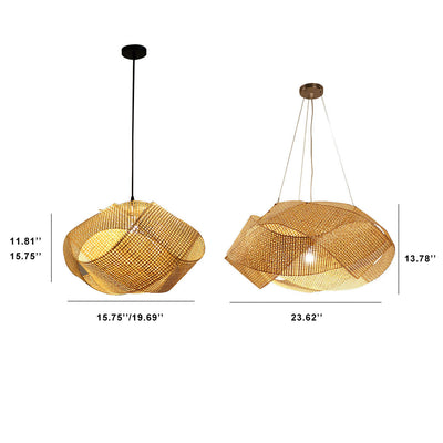 Modern Rattan Weaving Twist Globe Shape 1-Light Pendant Light
